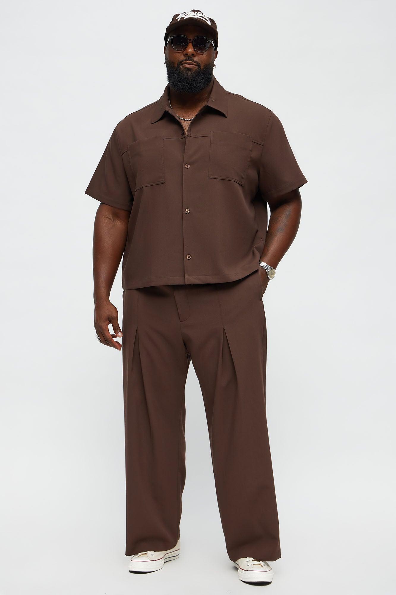 Cropped Ronan Weekender Button Up Shirt - Brown Product Image