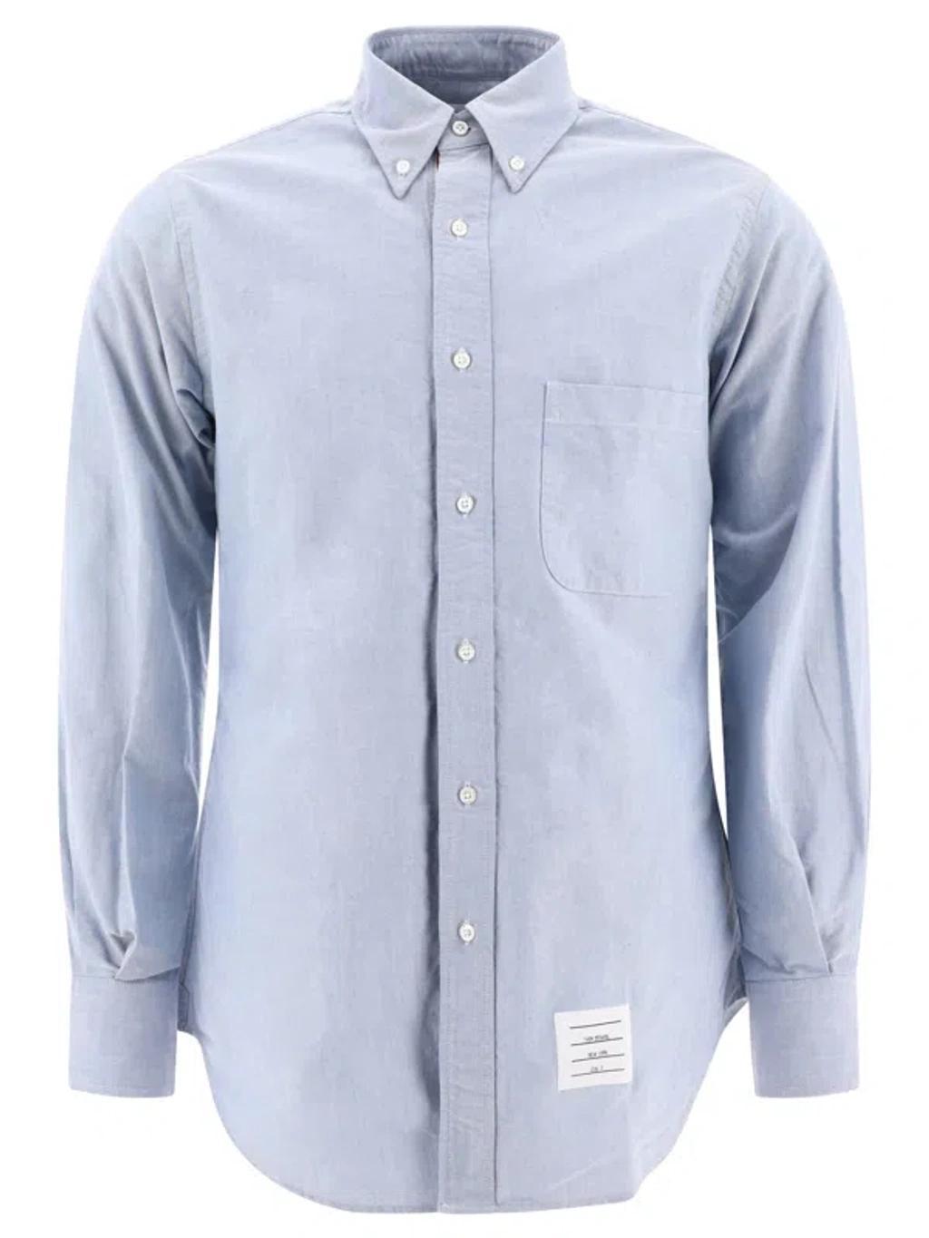 THOM BROWNE Classic Fit Cotton Button-down Shirt In Light Blue Product Image
