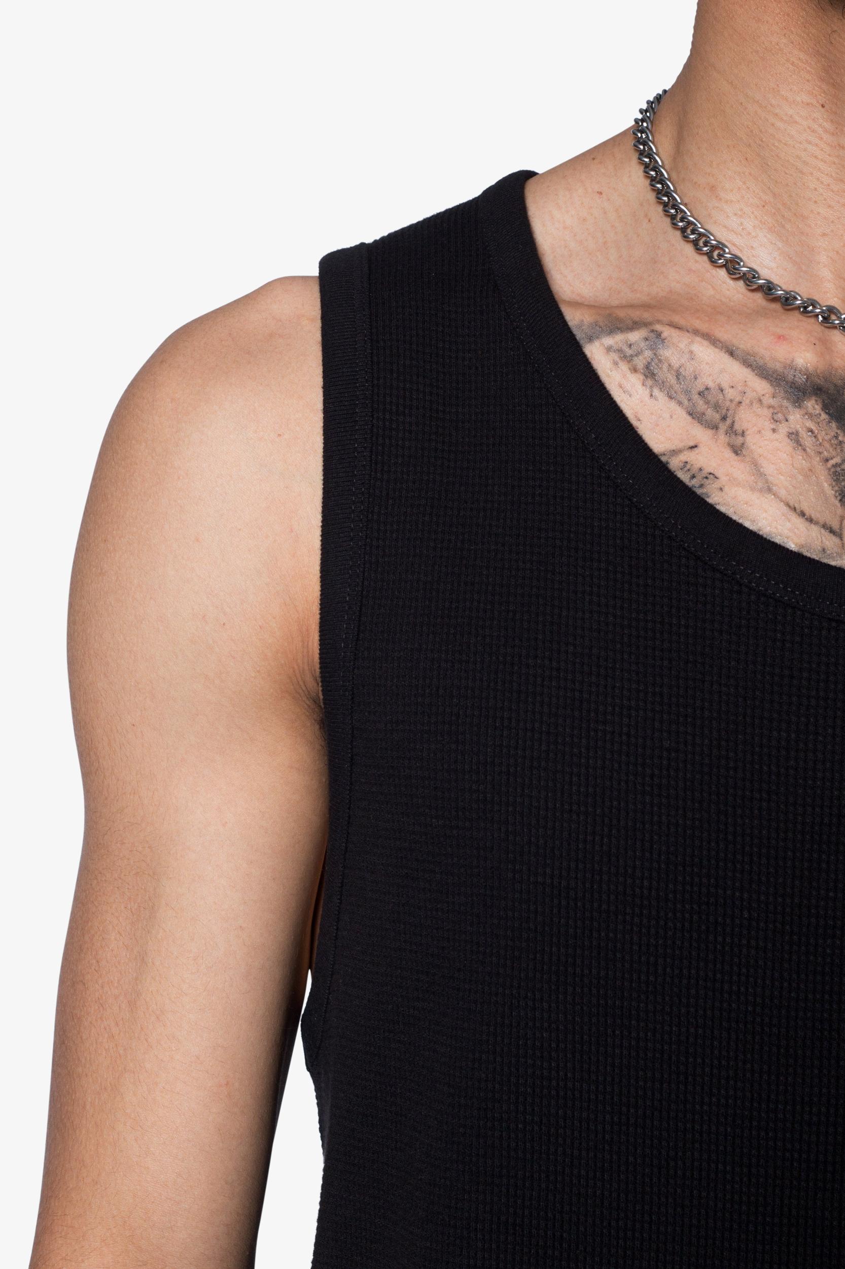 Waffle Knit Tank - Black Product Image