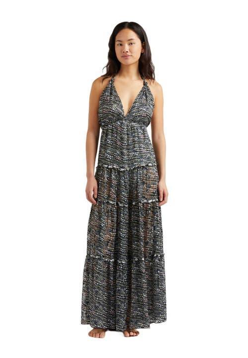 Womens Pearl Metallic Silk-Blend Halterneck Maxi Dress Product Image