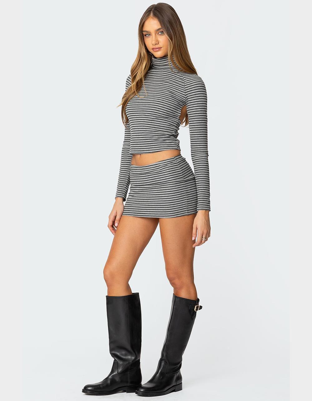 EDIKTED Leana Striped Turtle Neck Top Product Image