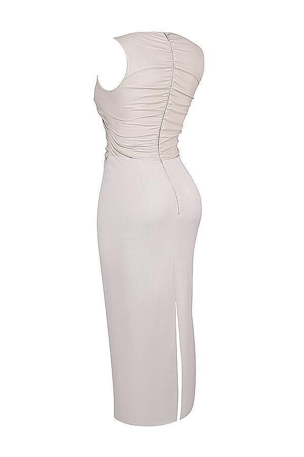 Laria  ecru vegan leather maxi dress Product Image