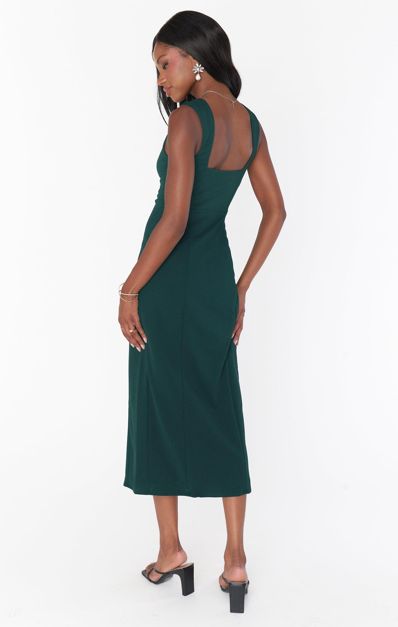 Eden Midi Dress ~ Emerald Stretch Product Image