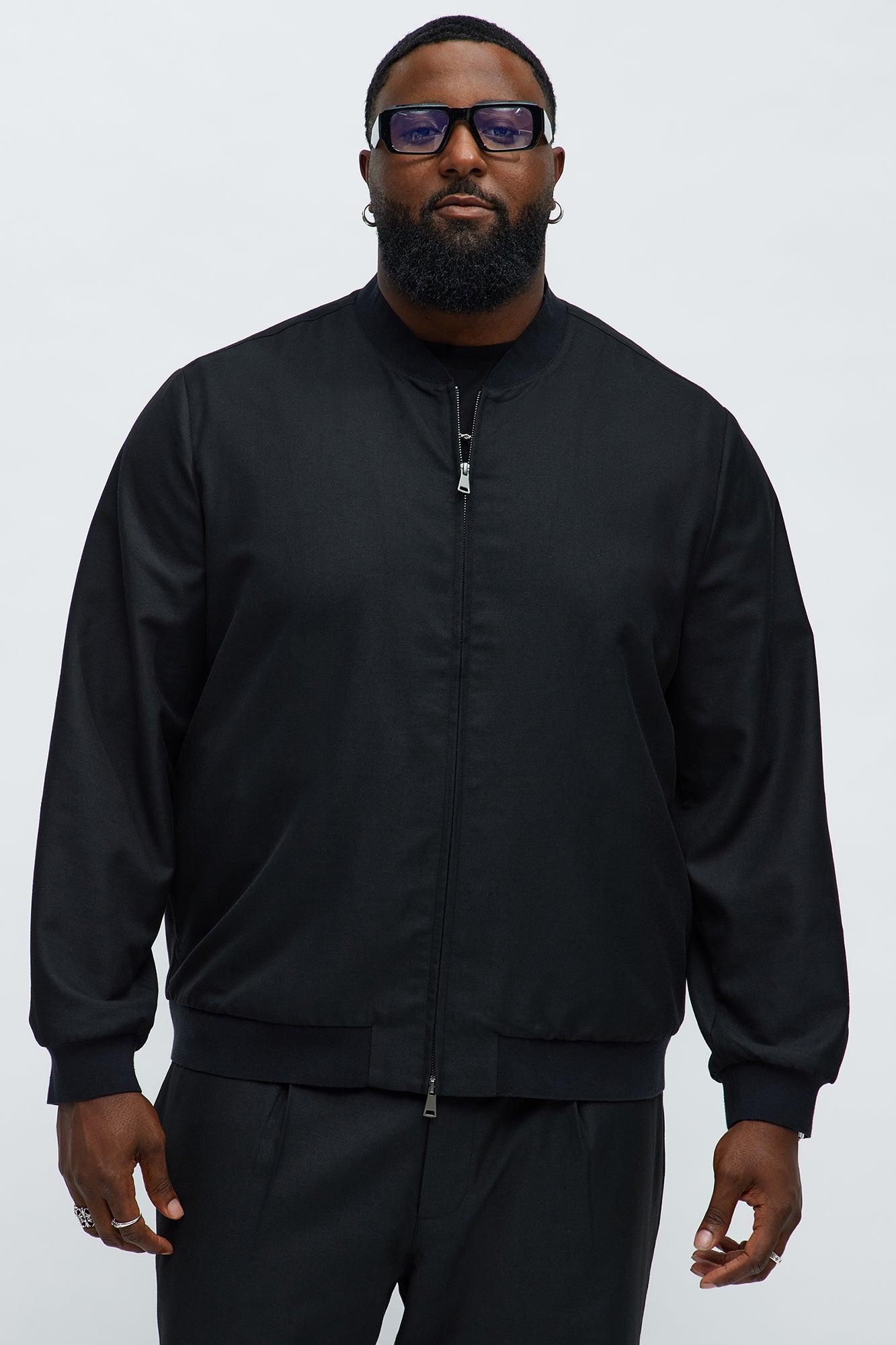Slim Modern Two-Way Zipper Everyday Bomber - Black Product Image