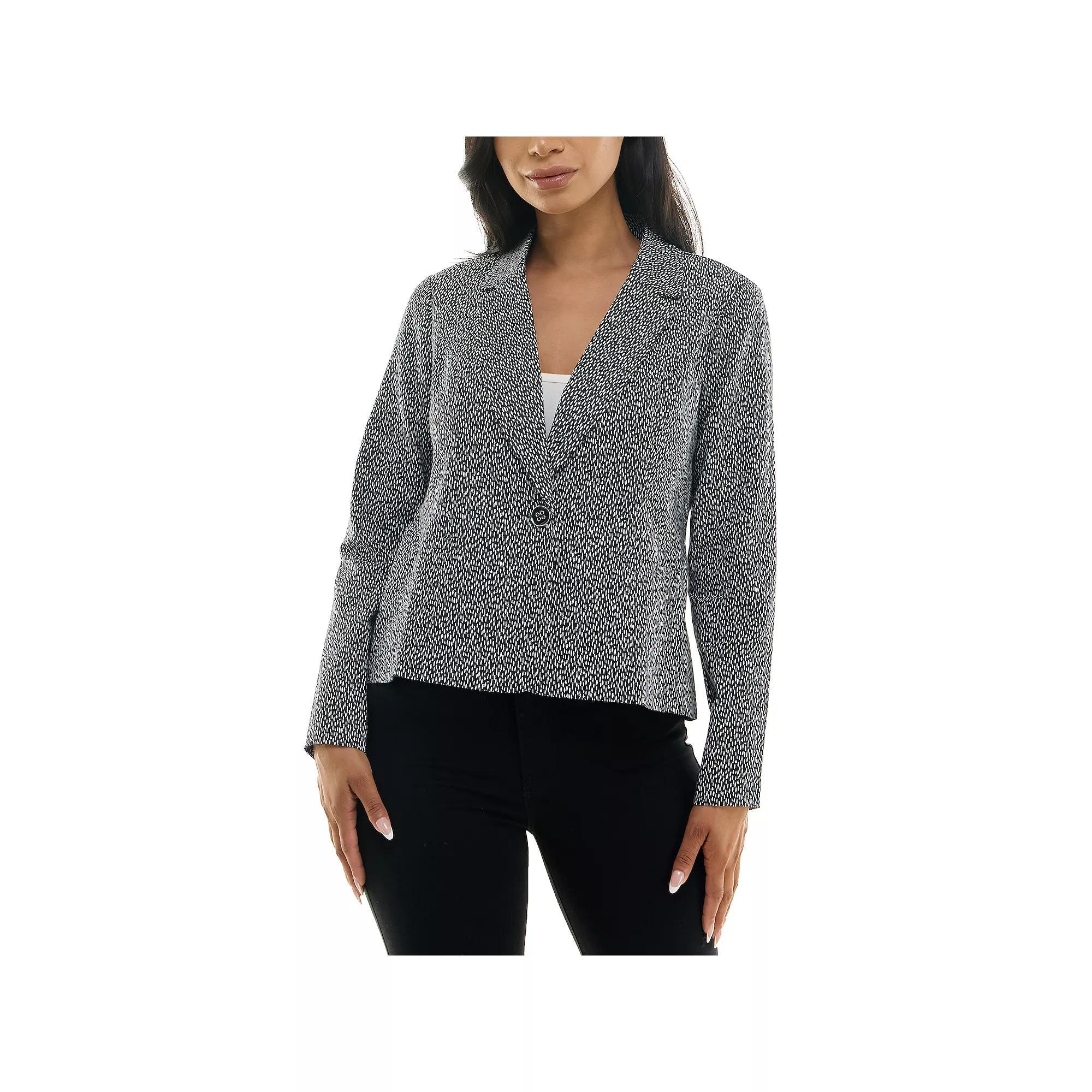 Women's Nina Leonard Cropped Blazer Jacket, Size: Large, Black Team Product Image