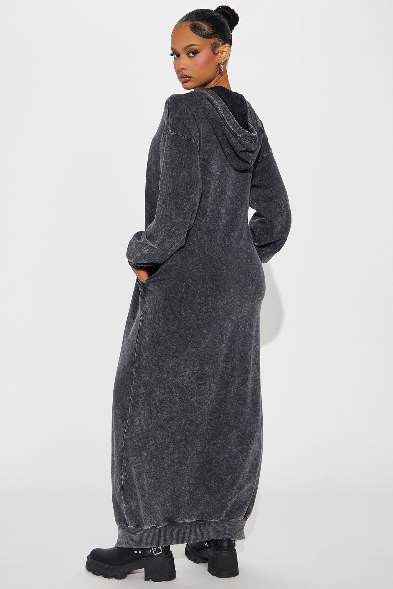 Hannah Hooded Maxi Dress - Black Wash Product Image