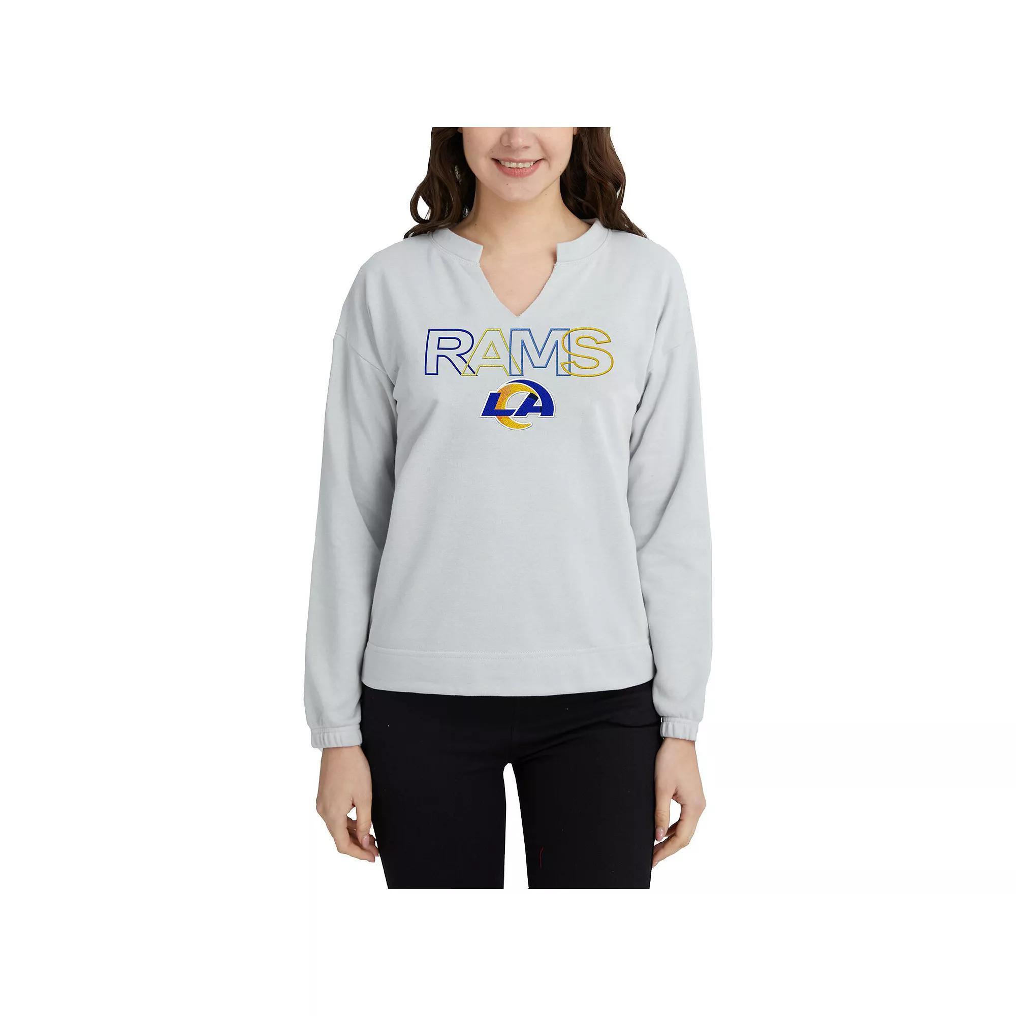 Womens Concepts Sport Gray Los Angeles Rams Sunray Notch Neck Long Sleeve T-Shirt Product Image