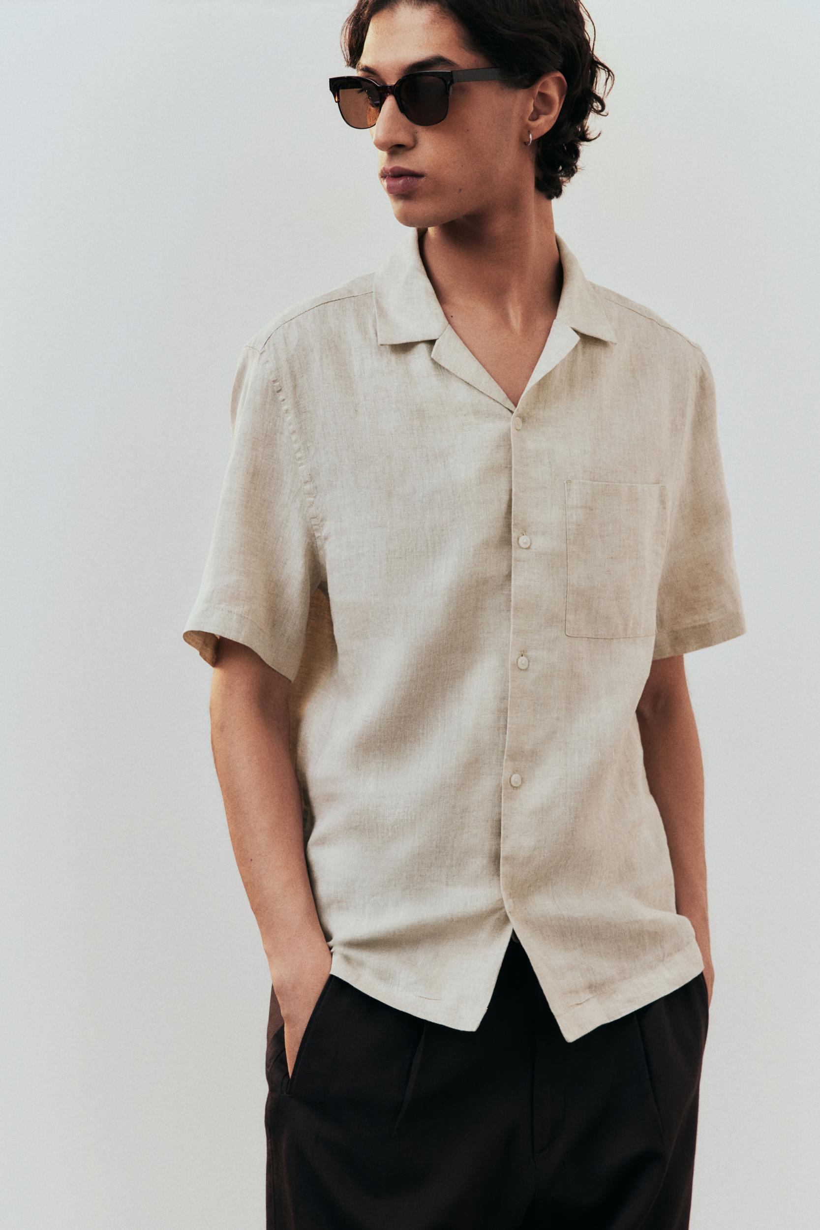 Regular-Fit Linen Resort Shirt Product Image