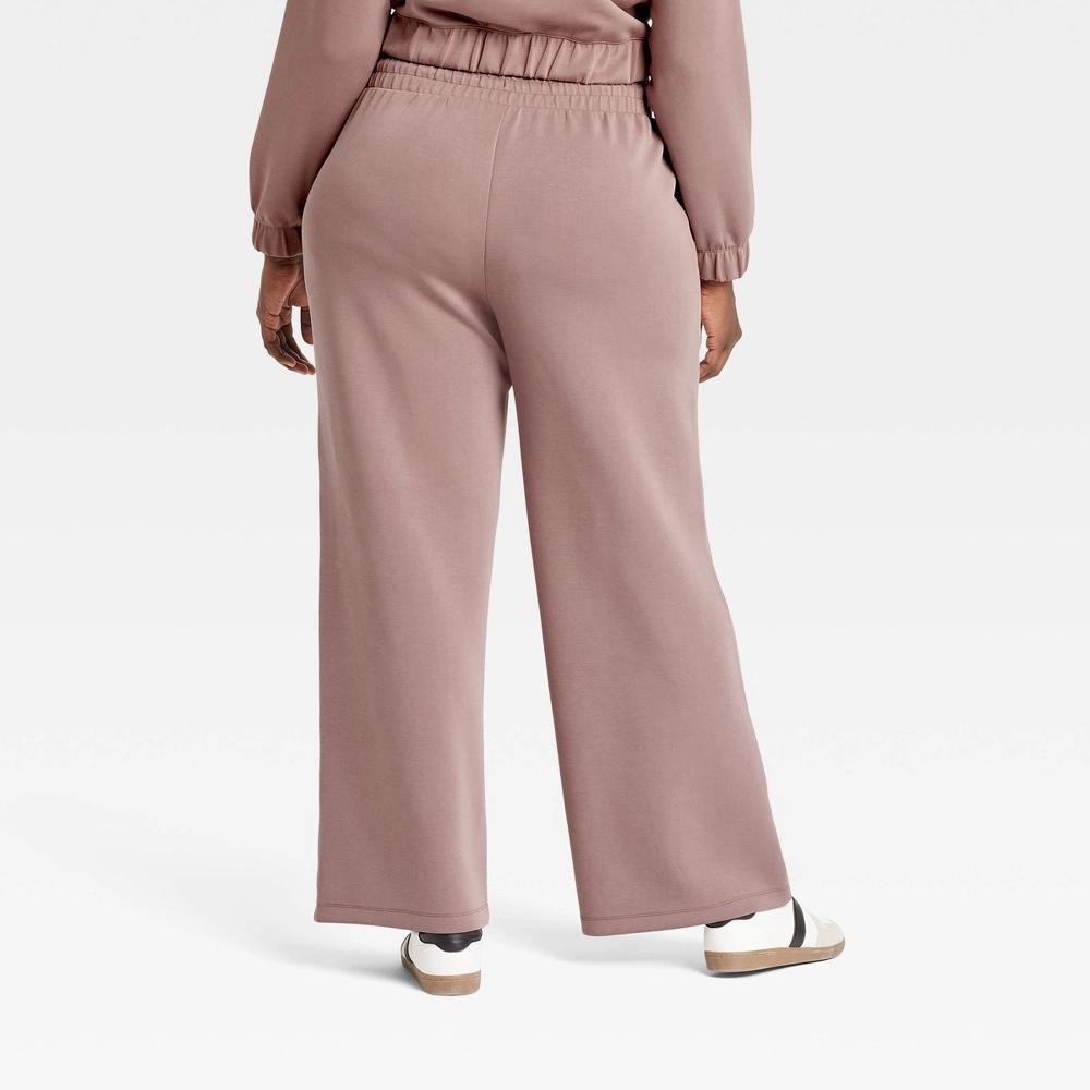 Women's Airy Sleek High-Rise Wide Leg Sweatpants - All In Motion™ Light Brown M Product Image