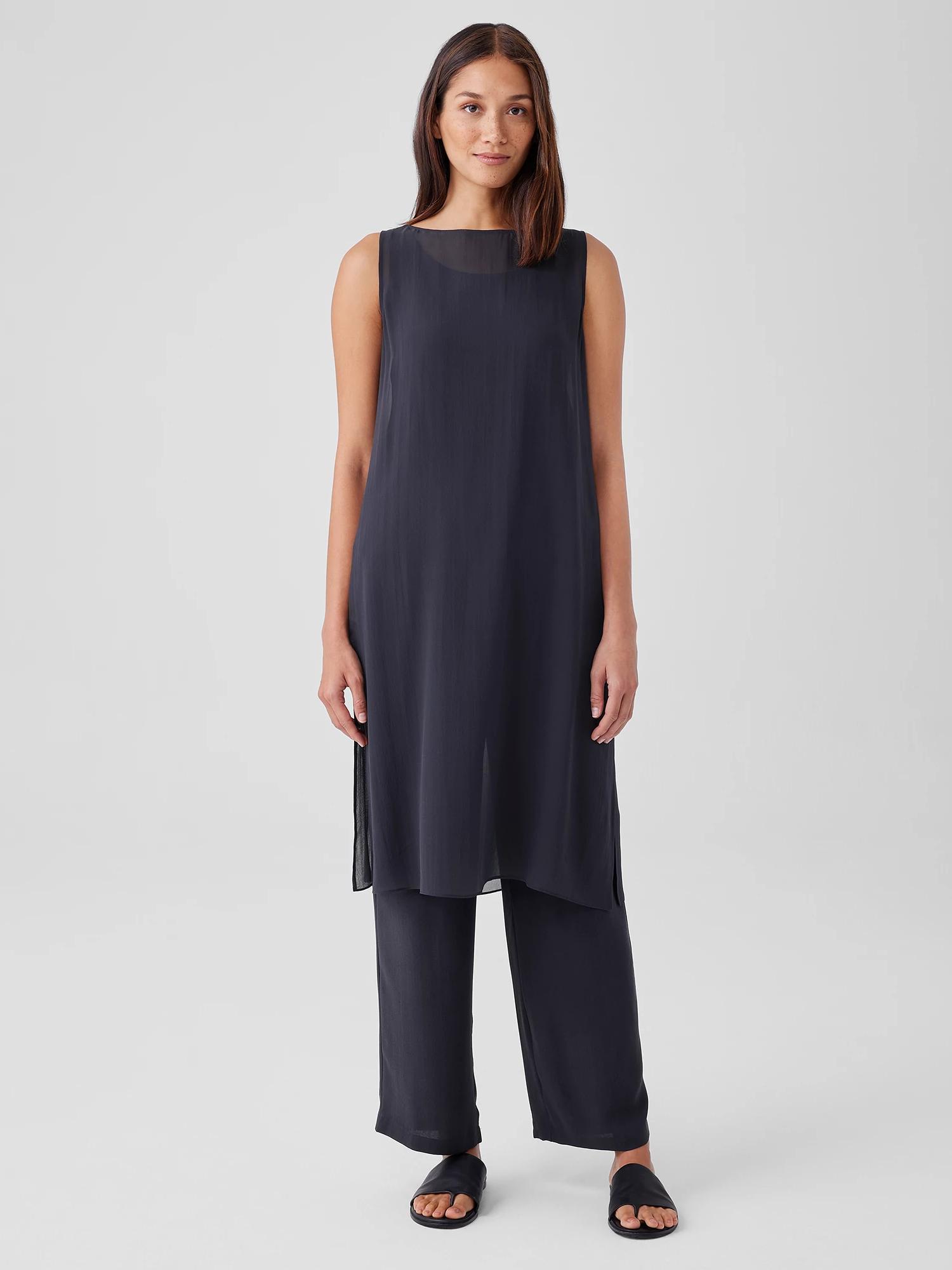 Sheer Silk Georgette Bateau Neck Top Product Image