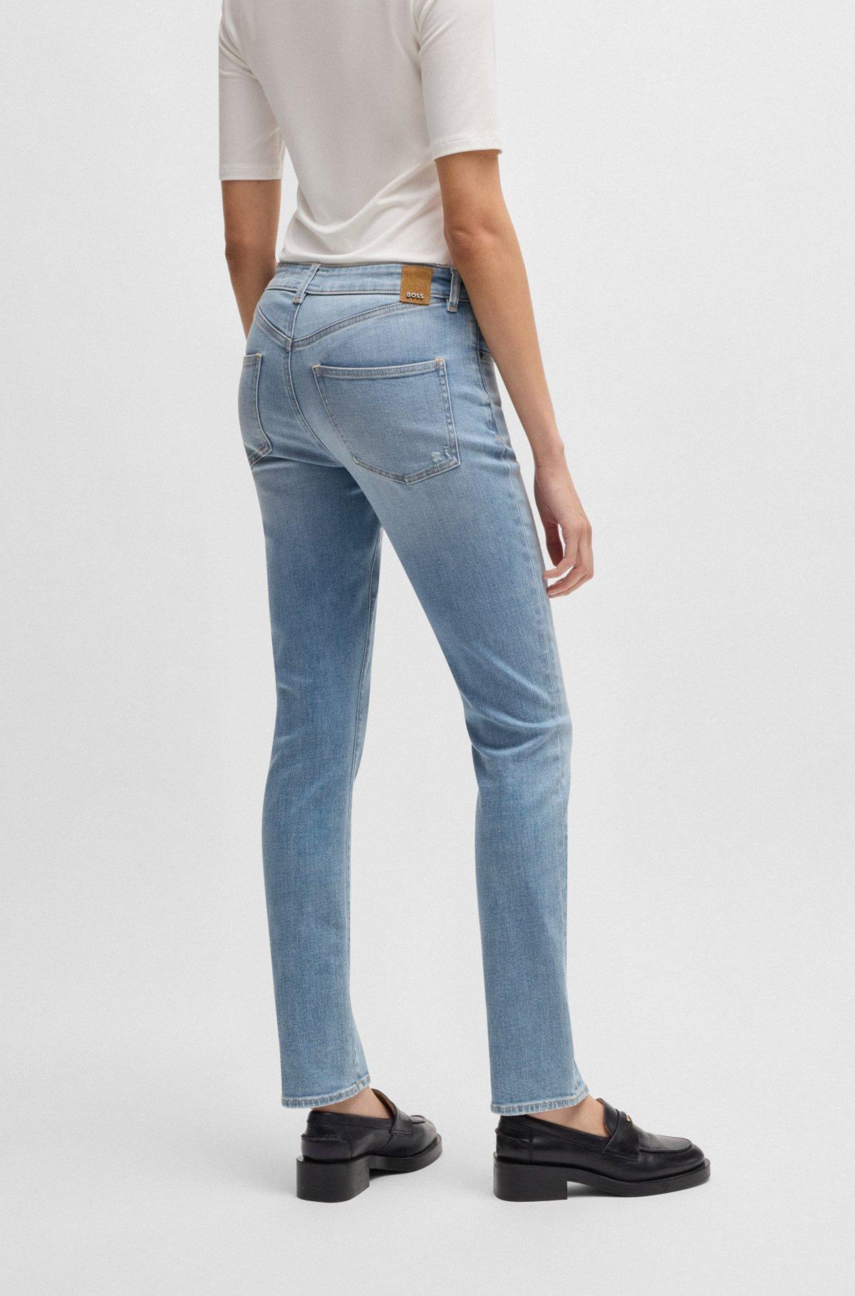Slim-fit jeans in washed blue stretch denim Product Image