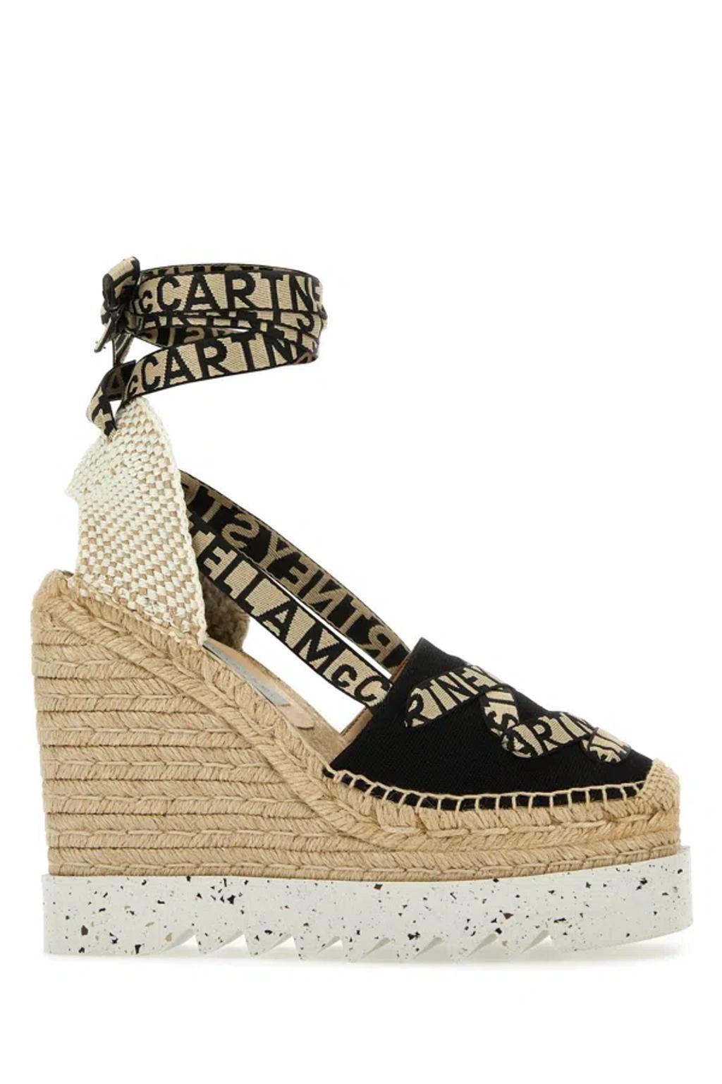 STELLA MCCARTNEY Gaia Canvas 140mm Wedge Espadrilles In Black Product Image