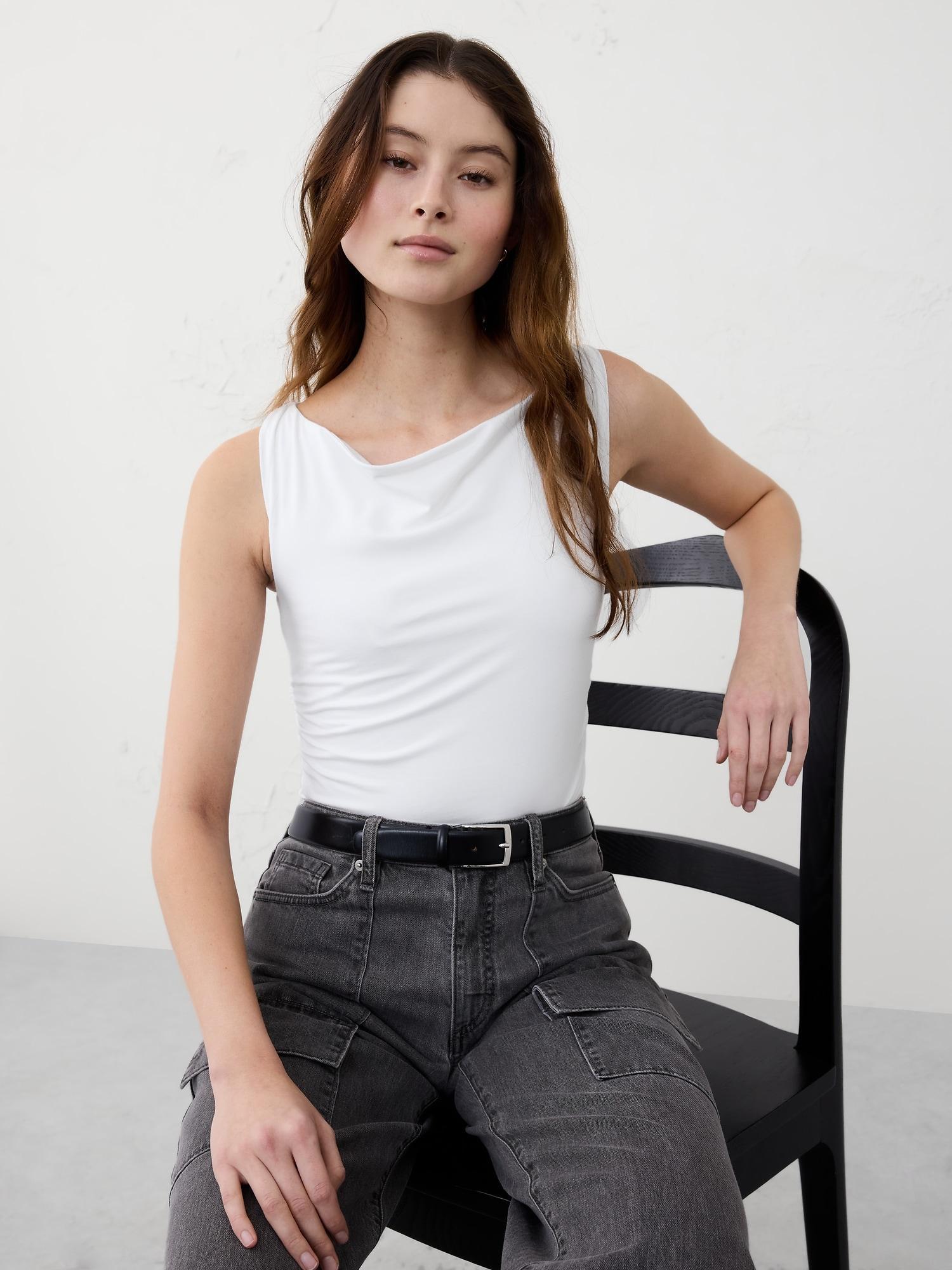Soft Stretch Shirred-Waist Boat-Neck Top Product Image