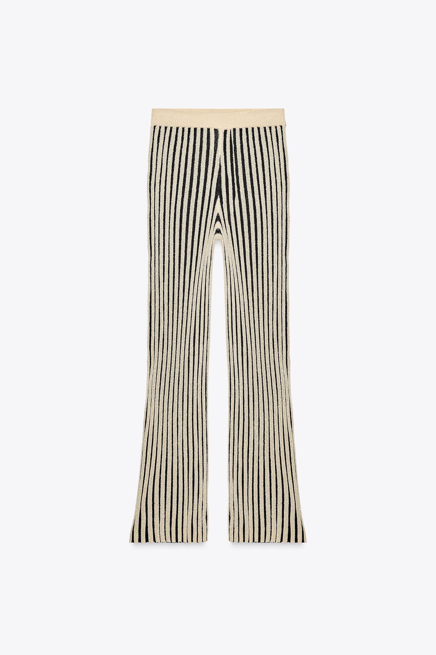 STRIPED CUT KNIT PANTS Product Image