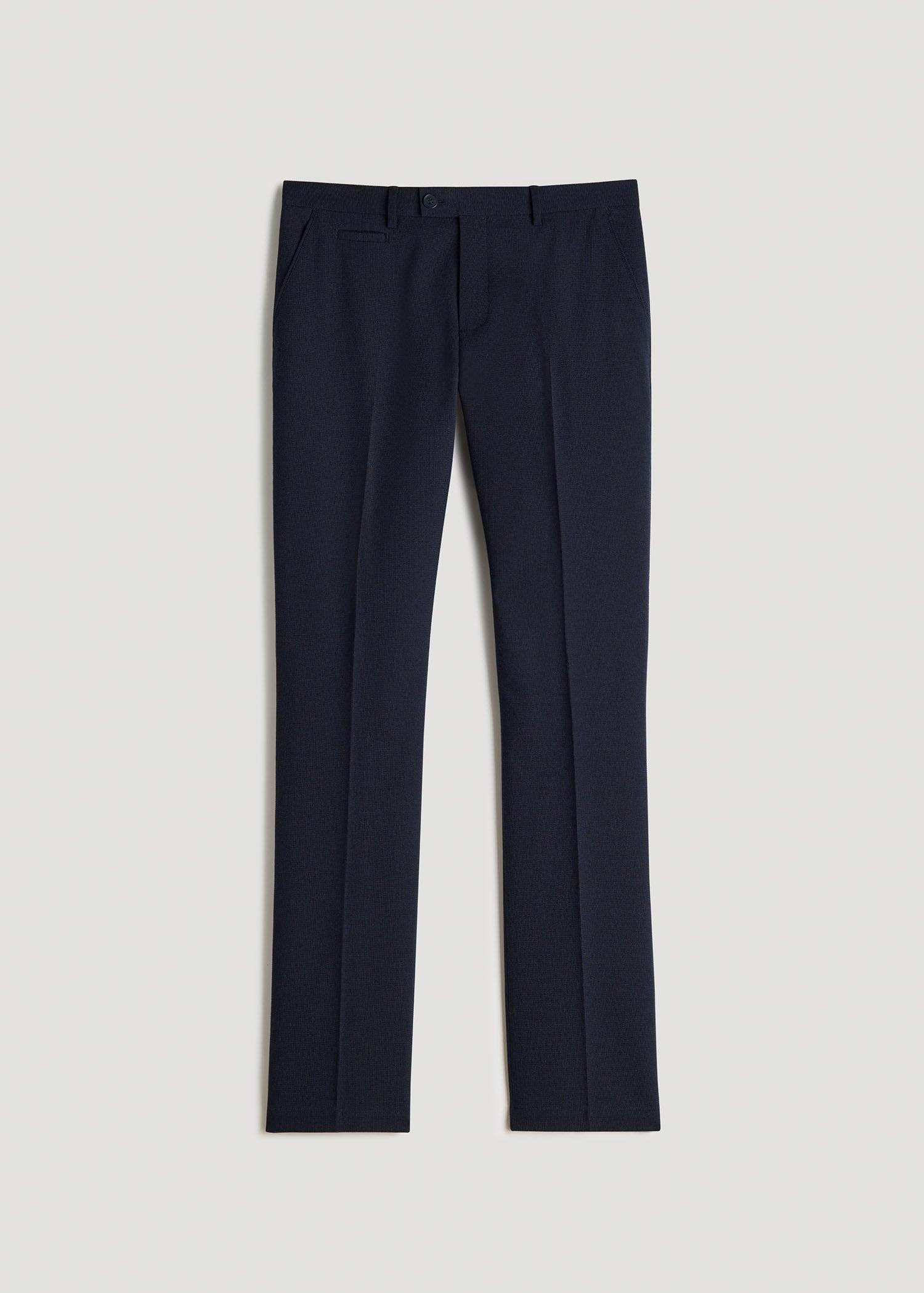 Textured Garment Washed Stretch Cotton Suit Pants for Tall Men in Desert Khaki Product Image