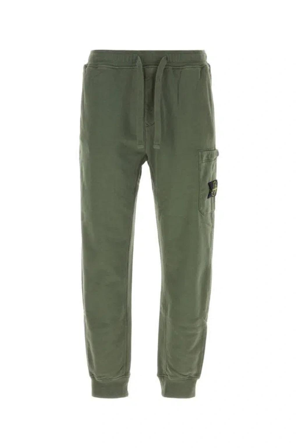 STONE ISLAND Compass-patch Cotton Track Pants In Green Product Image