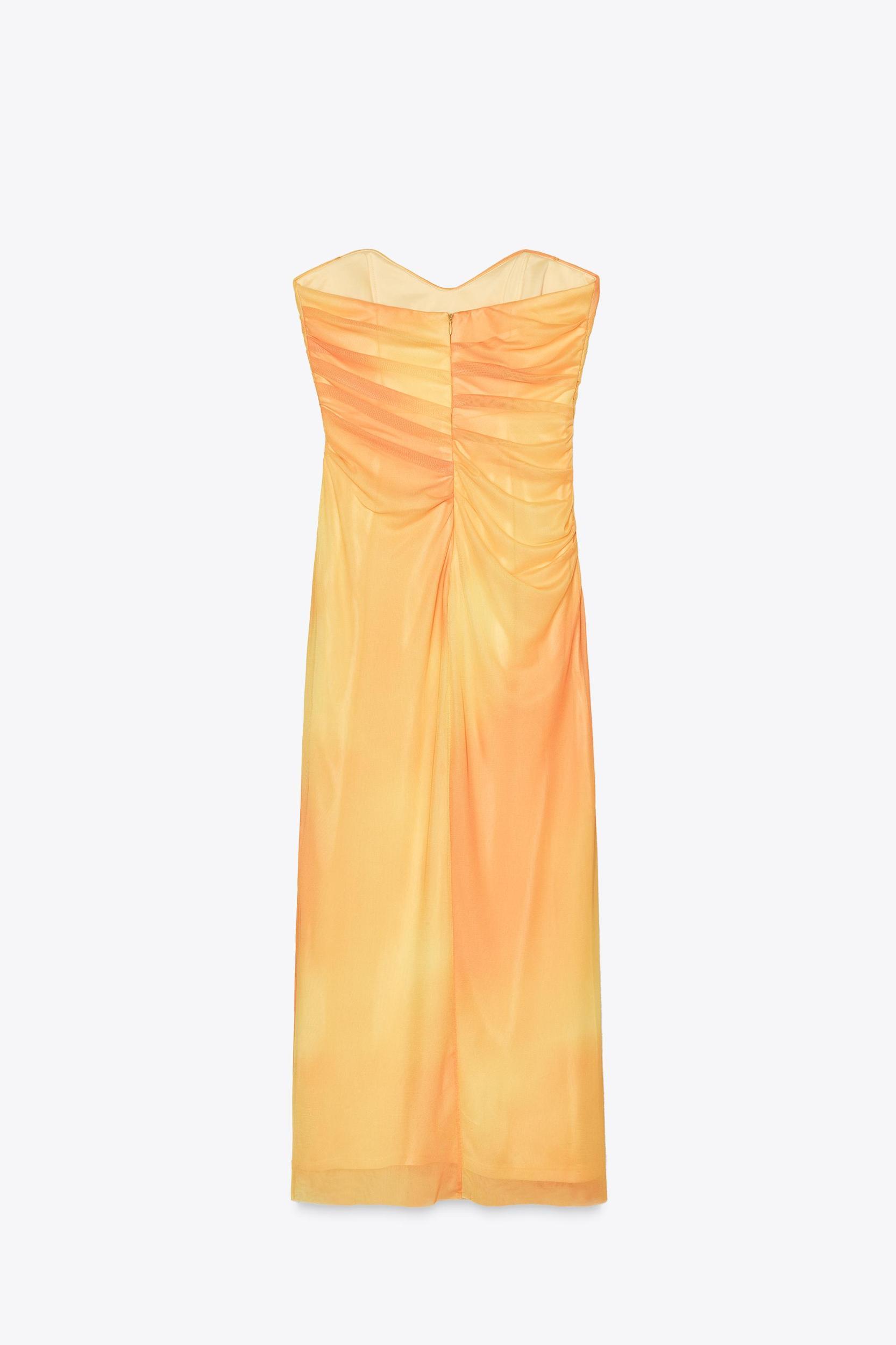 PRINTED TULLE STRAPLESS DRESS Product Image