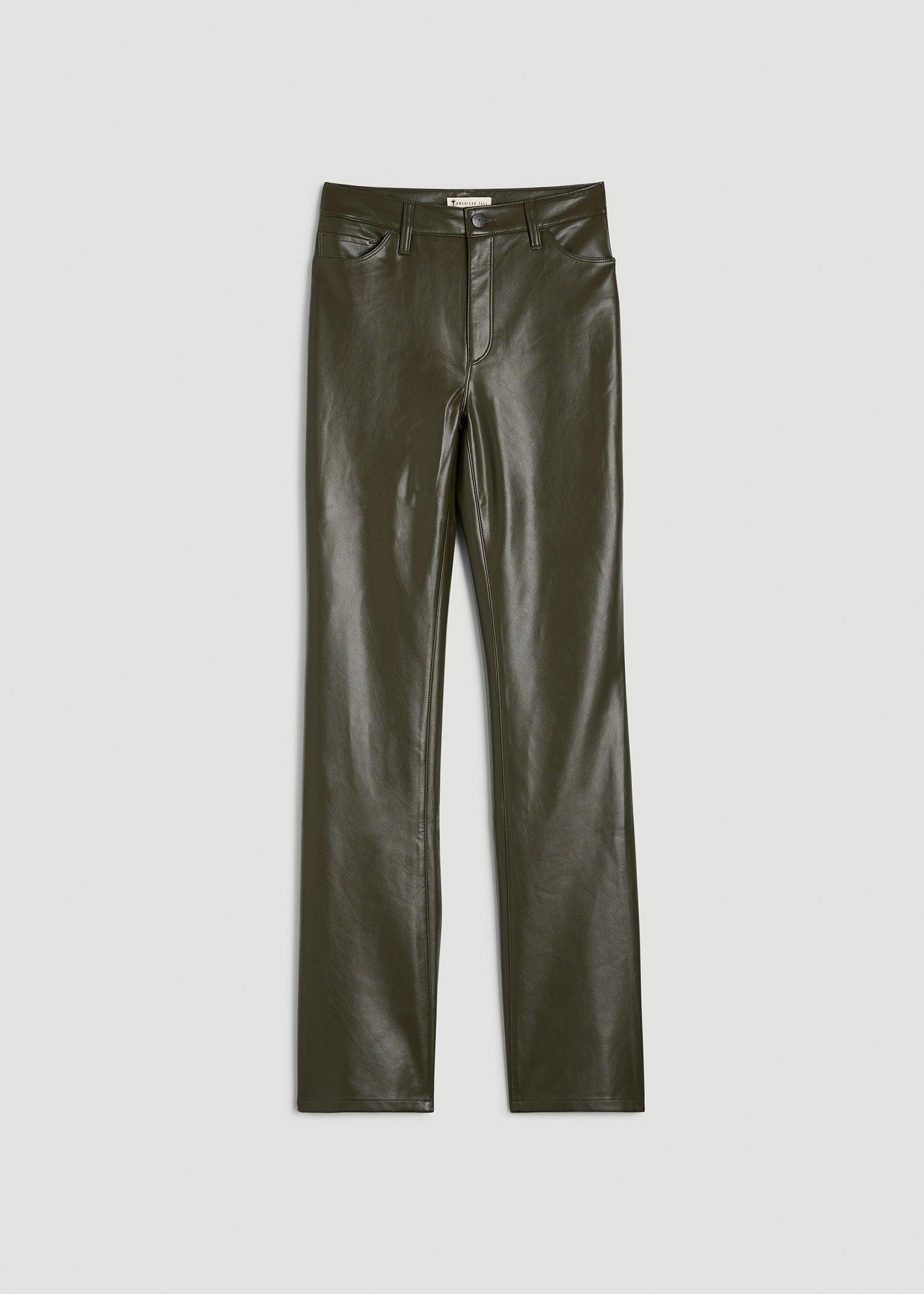 Faux Leather Straight Leg Pants for Tall Women in Forest Night Female Product Image