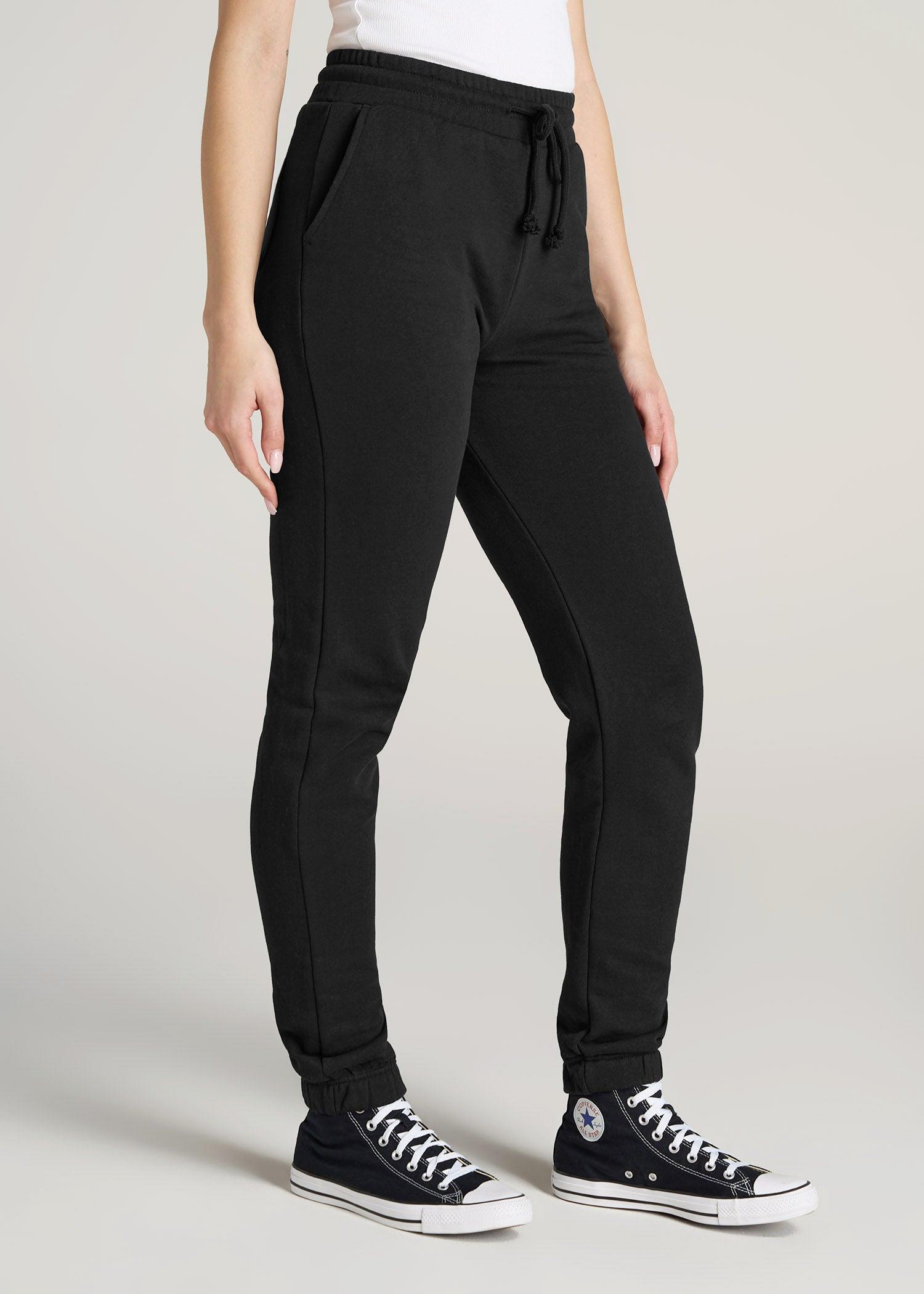 Wearever Fleece SLIM-FIT High-Waisted Women's Garment Dye Sweatpants in Black Product Image
