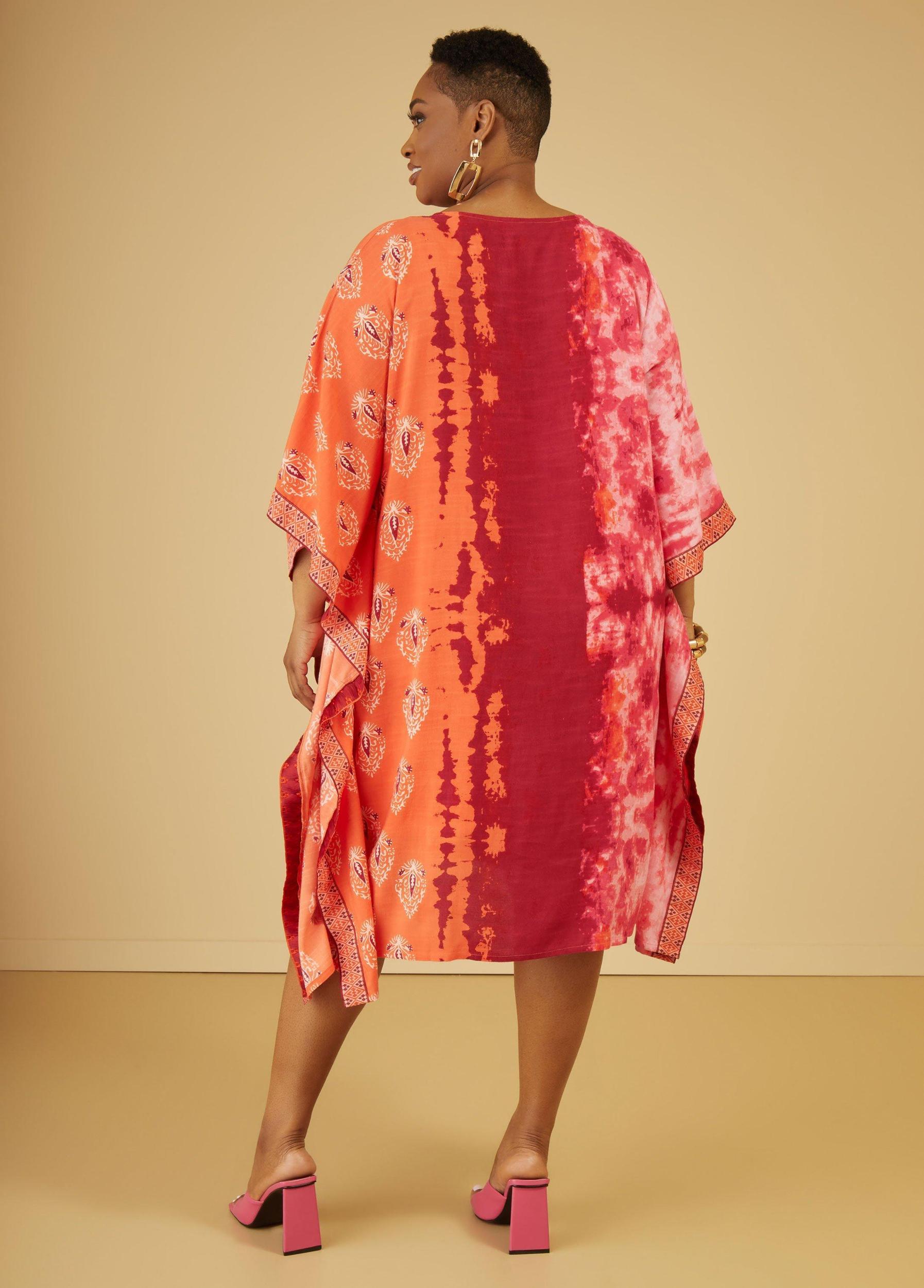 Tie Dyed Embroidered Kaftan Dress Product Image