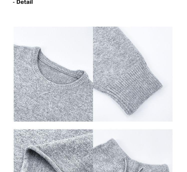 Set: Crew Neck Sweater + Drawstring Waist Shorts Product Image