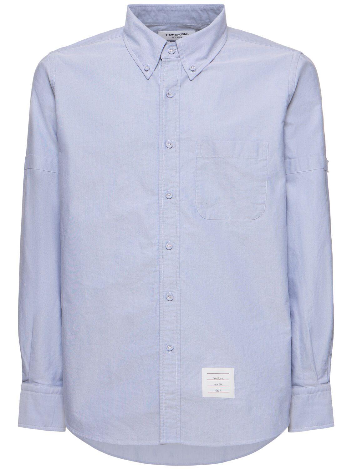 THOM BROWNE Classic Fit Cotton Button-down Shirt In Light Blue Product Image
