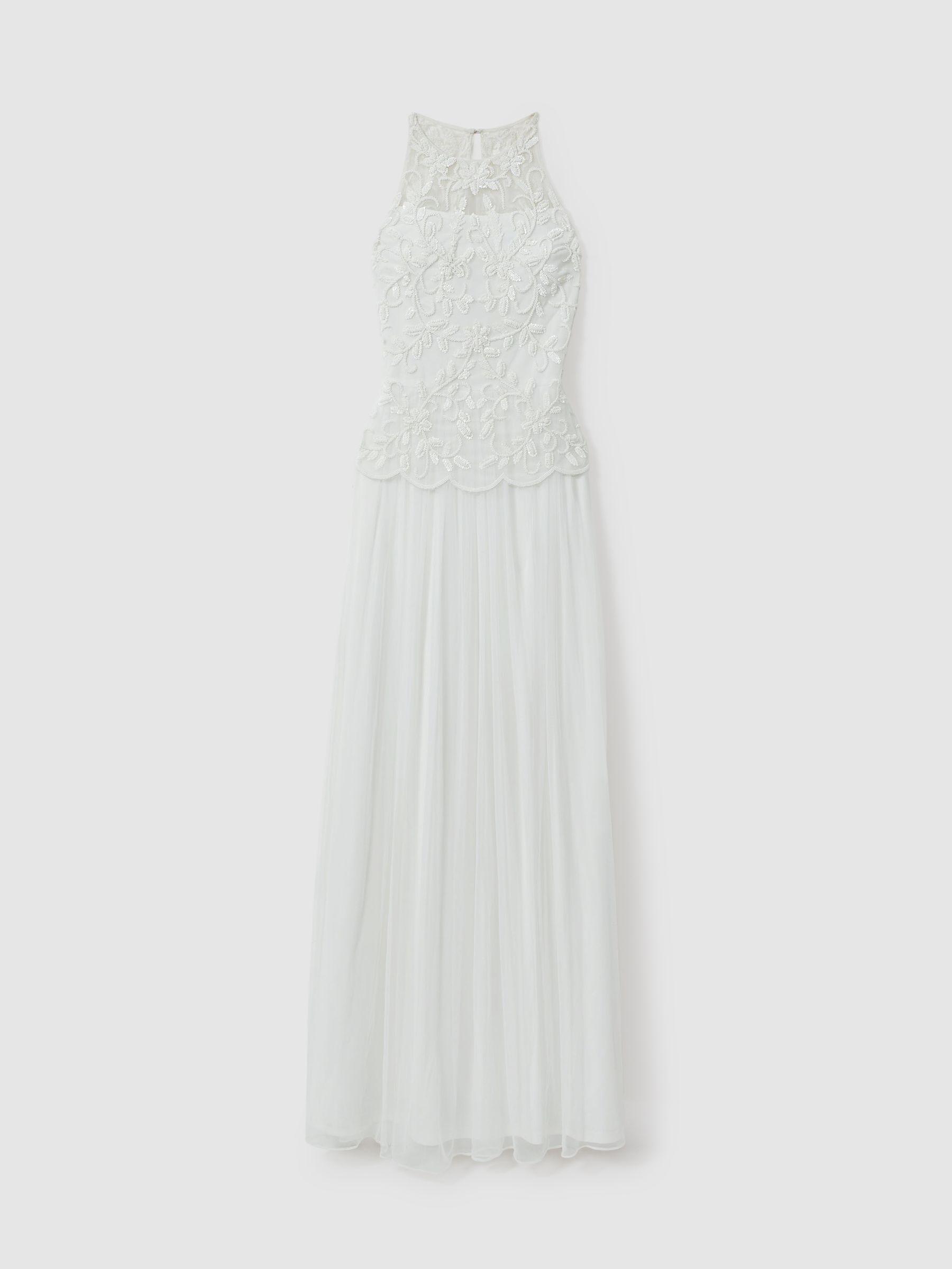 Raishma Embellished High Neck Maxi Dress in Ivory Product Image