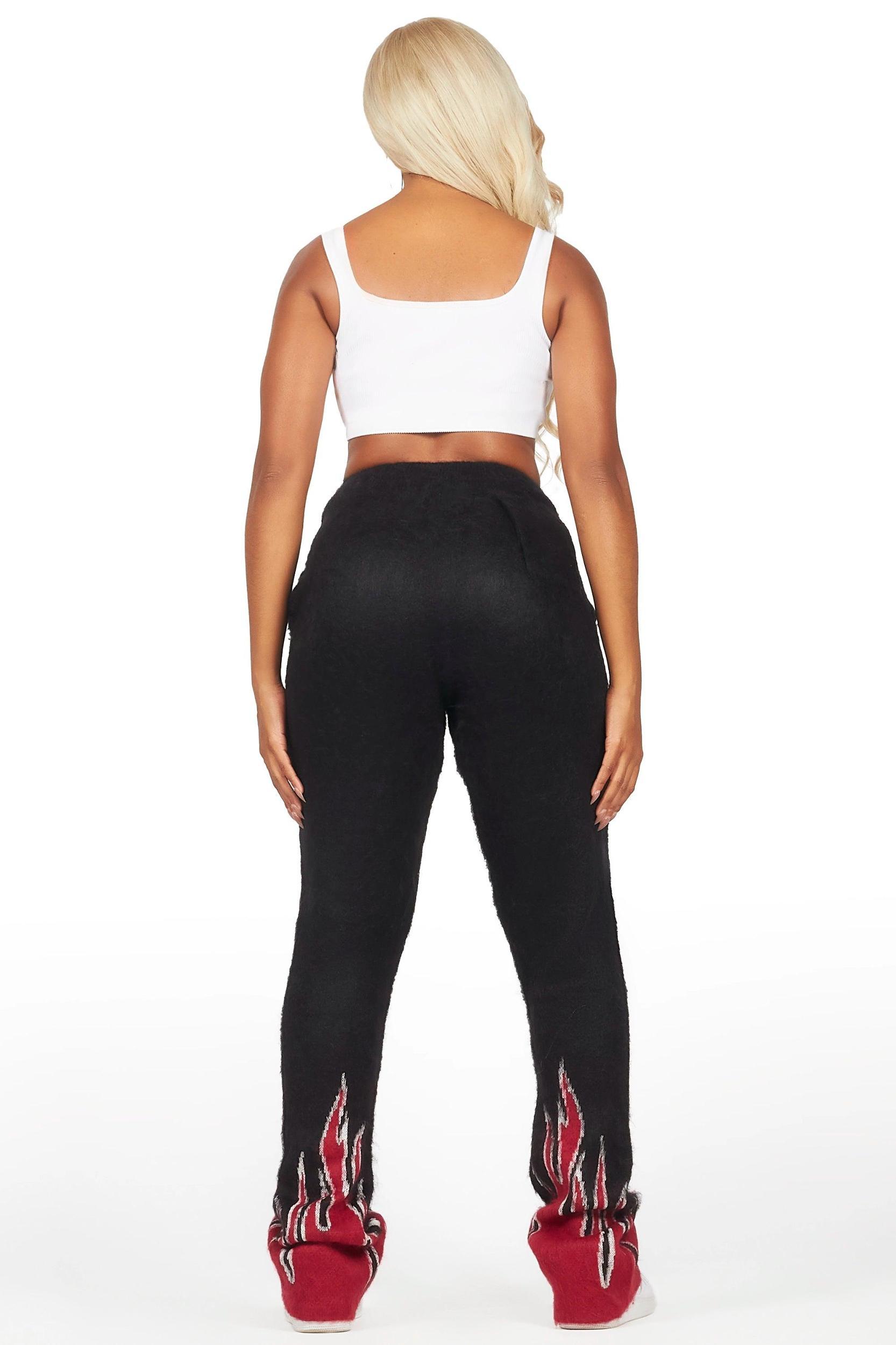 Della Black Mohair Stacked Track Pant Female Product Image