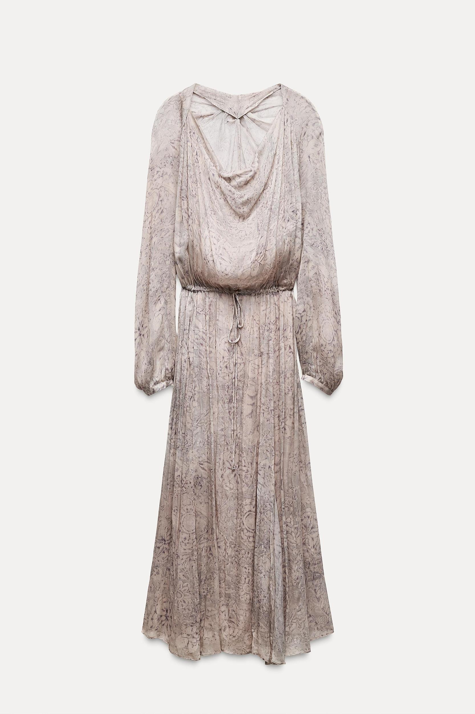 VOLUMINOUS PRINTED LONG DRESS ZW COLLECTION Product Image