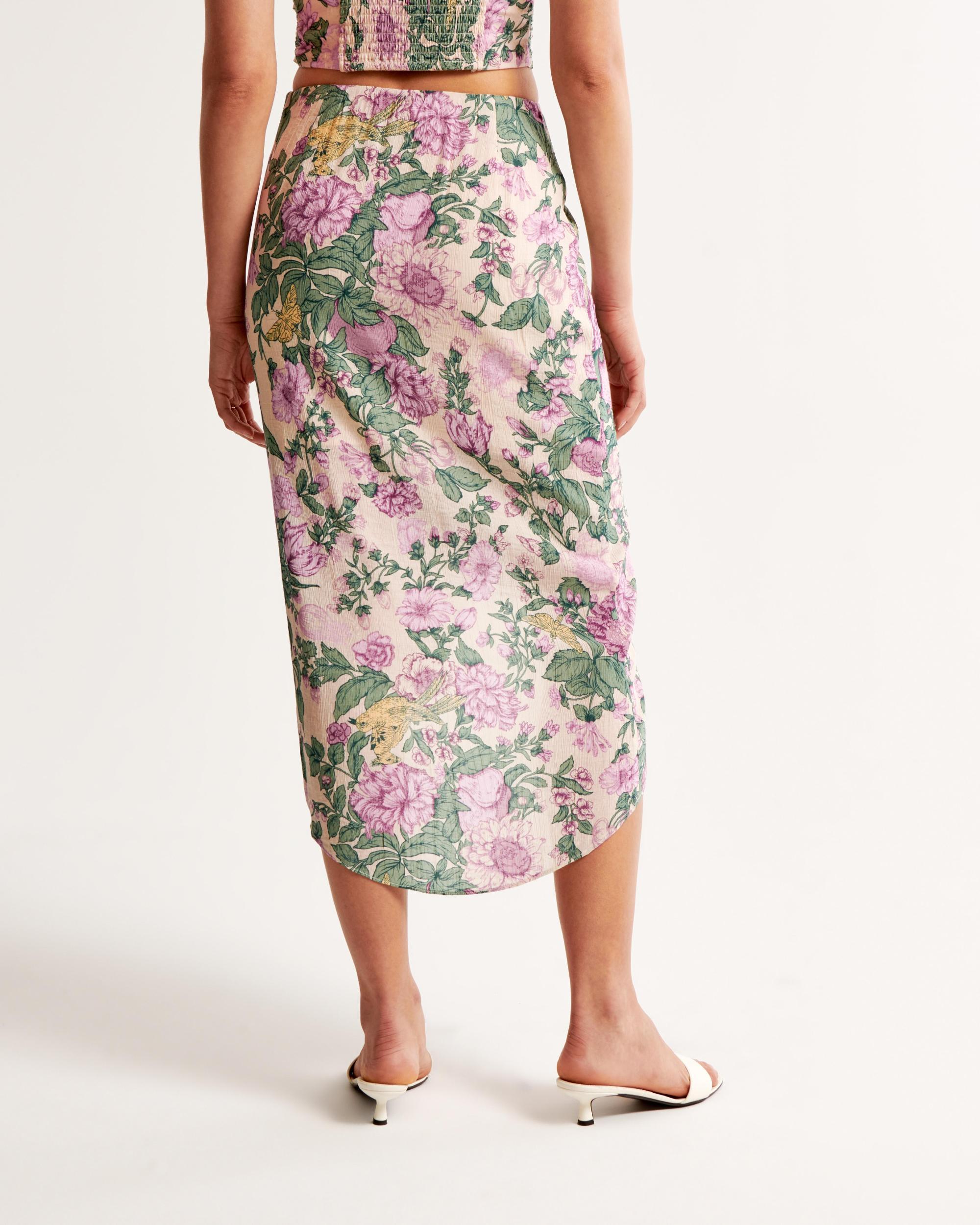 Ruched Flowy Midi Skirt Product Image