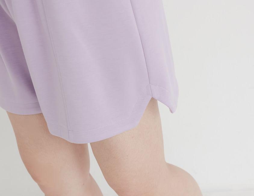 [L-3XL] High Waist Plain Sweat Shorts Product Image