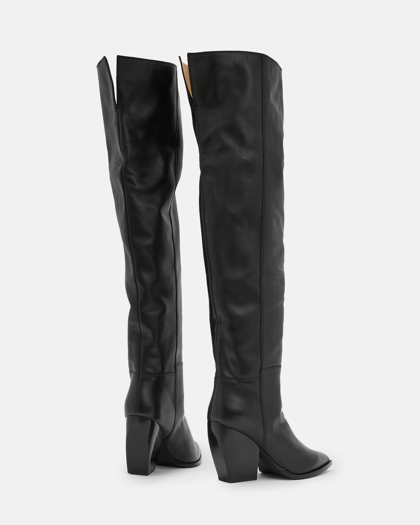 Reina Knee High Pointed Leather Boots Product Image