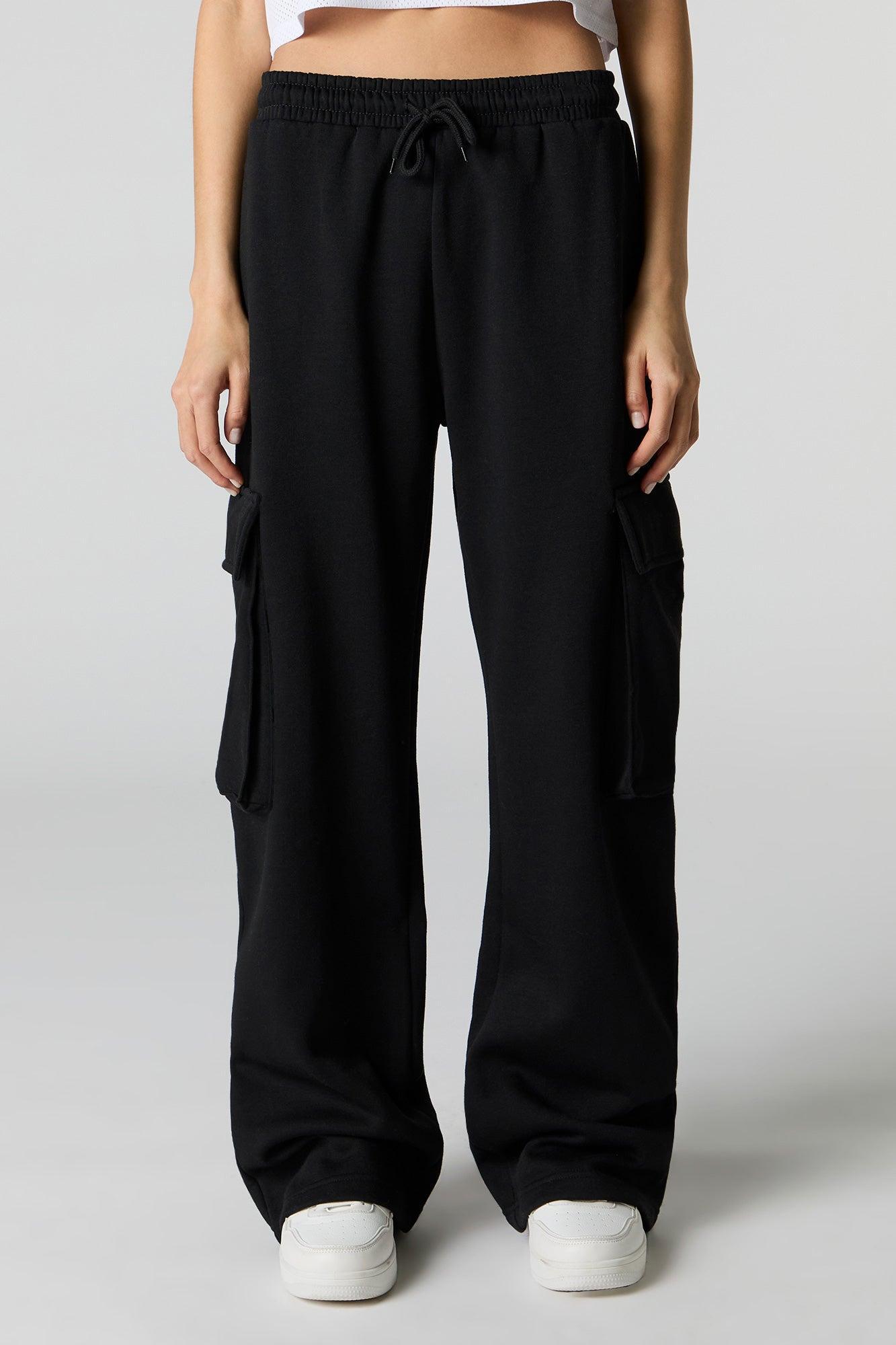 Fleece Wide Leg Cargo Sweatpant Female Product Image