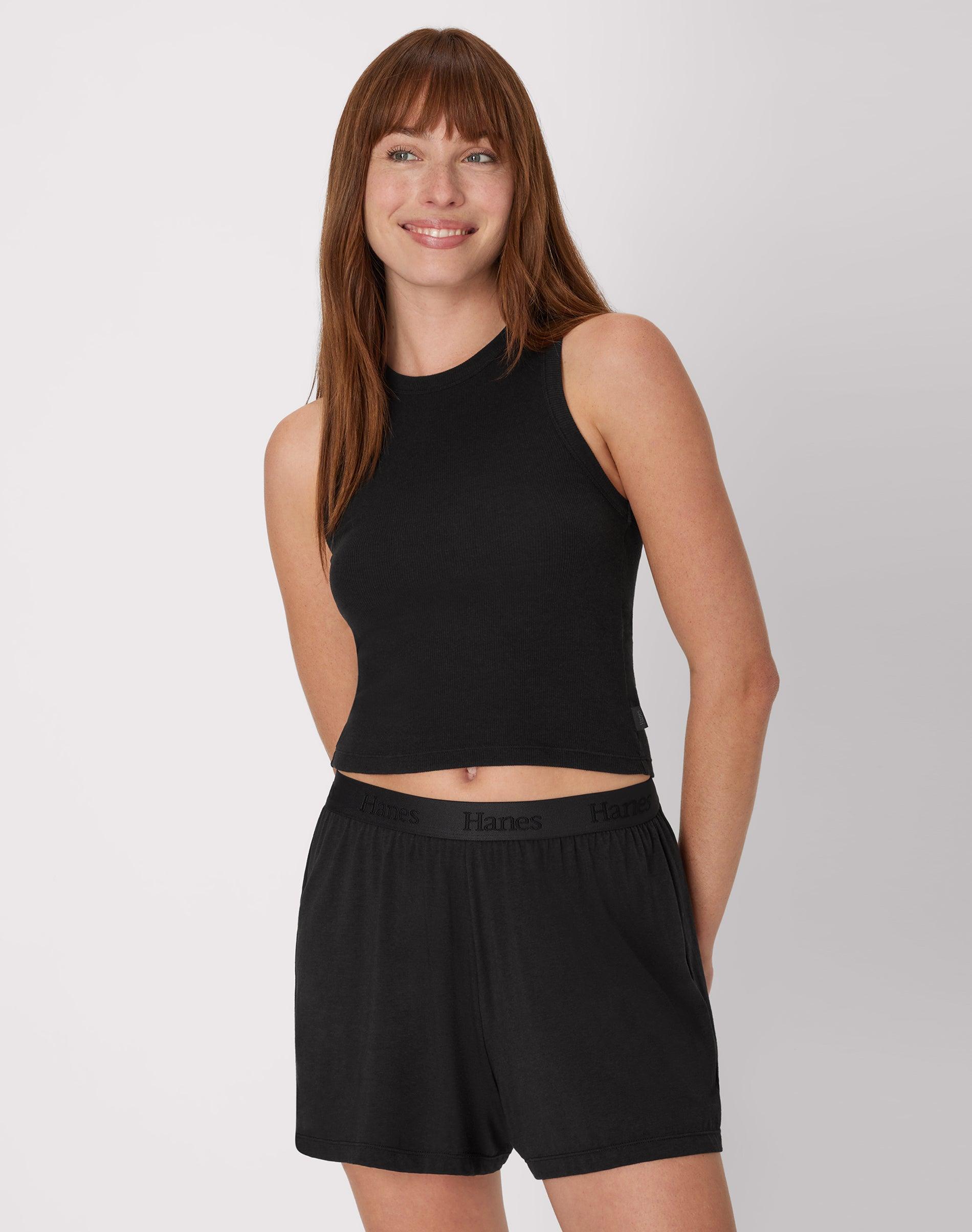 Hanes Originals Womens Supersoft Comfywear Rib Racerback Crop Tank Stargazer Grey 2X Product Image