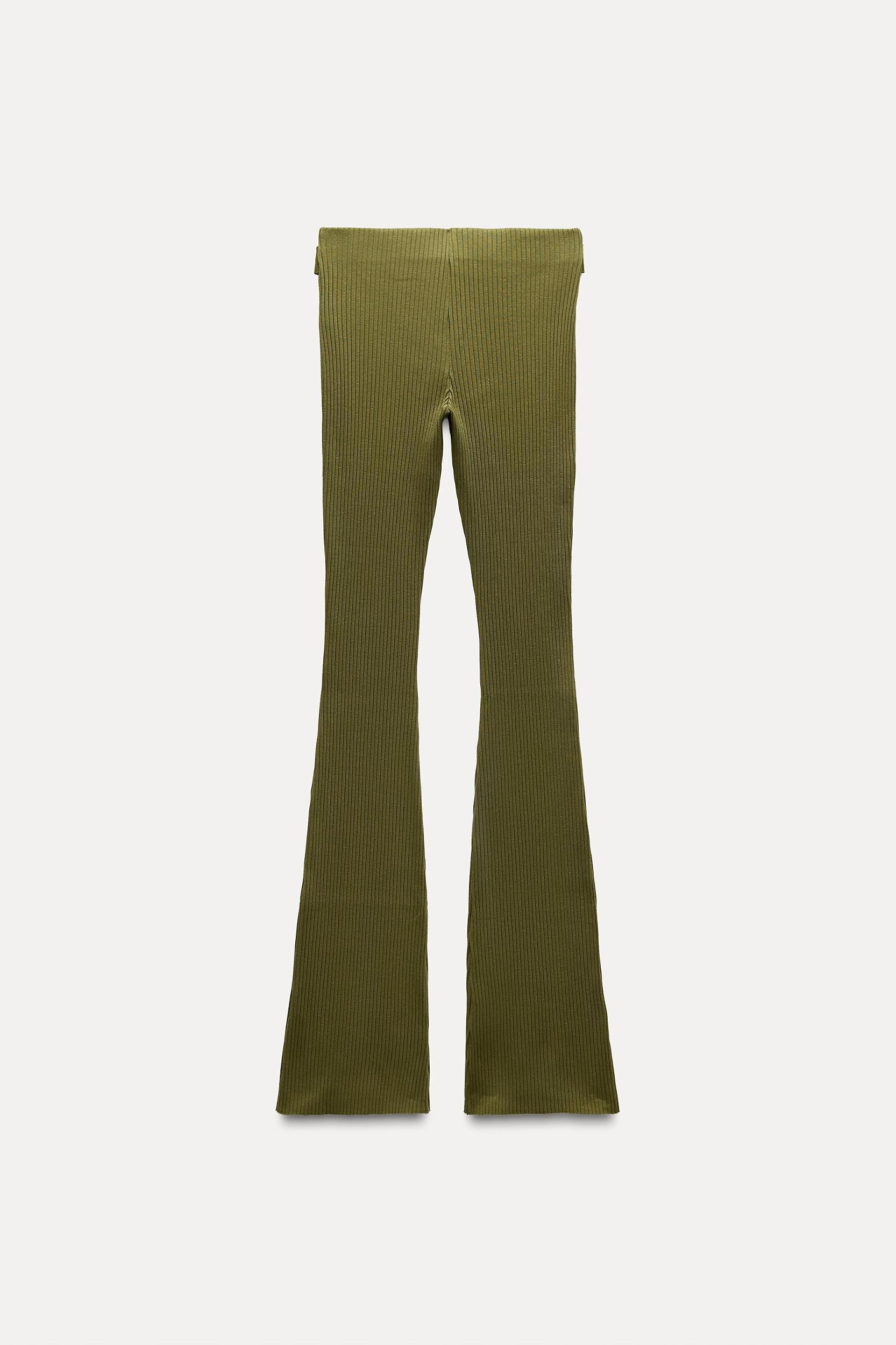 FLARED RIB PANTS WITH BELT Product Image