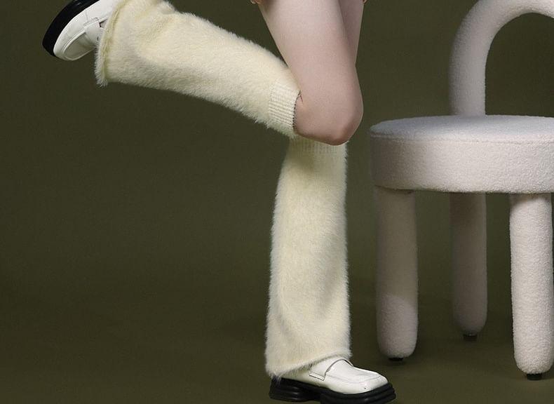 Lettering Fringed Knit Leg Warmers Product Image