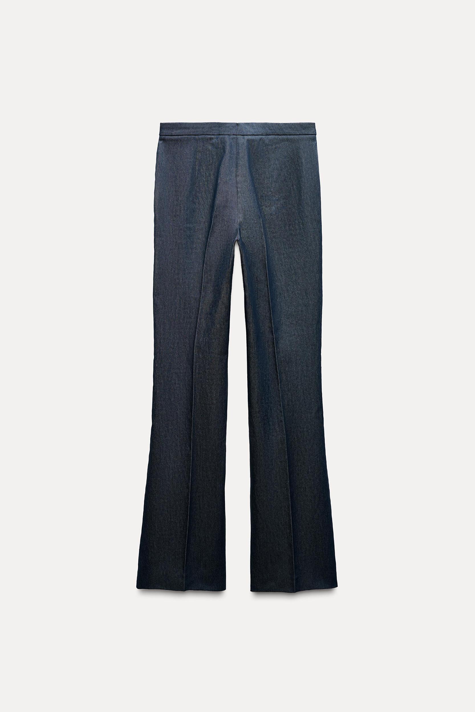 DENIM EFFECT FLARED PANTS Product Image