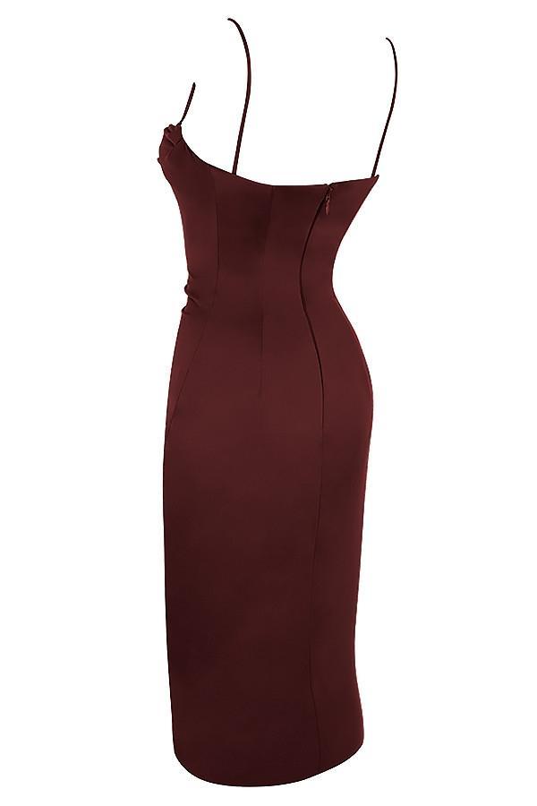 Anja Raisin Satin Corset Midi Dress Product Image