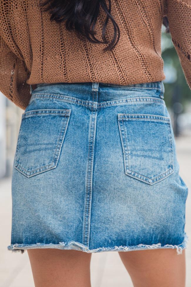Kelsea Rhinestone Embellished Medium Wash Denim Skirt FINAL SALE Product Image