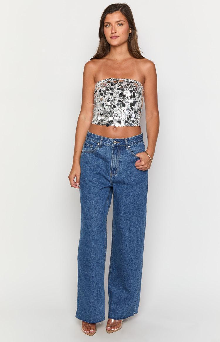 She's Yours Mid Wash Denim Wide Leg Boyfriend Jeans Girls Product Image