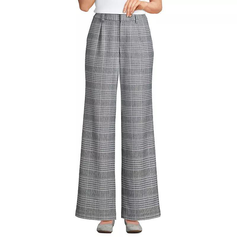 Women's Lands' End Flannel High Waist Pleated Wide Leg Pants, Size: 12, Purple Glen Plaid Product Image