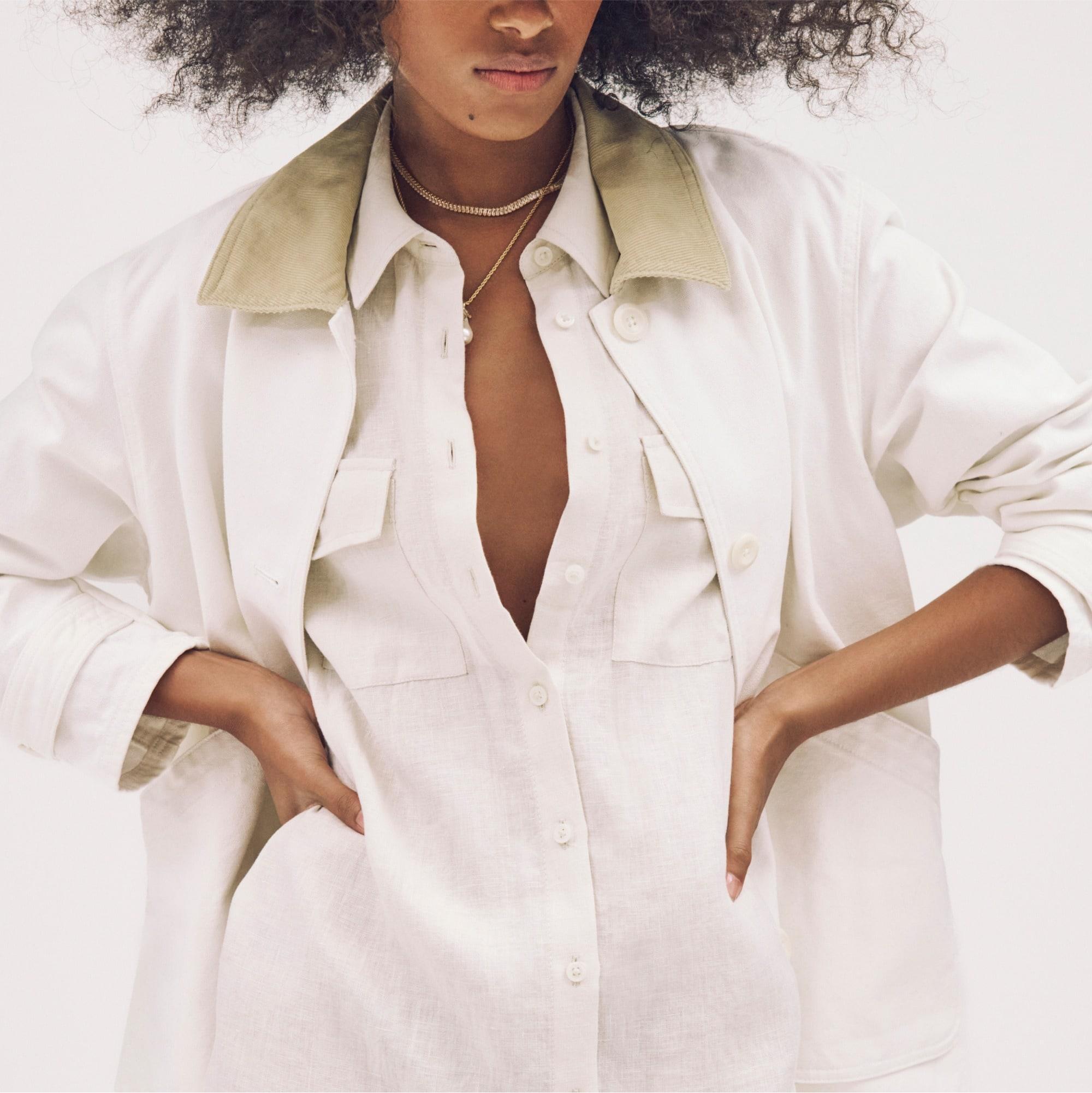 Petite utility shirtdress in linen Product Image