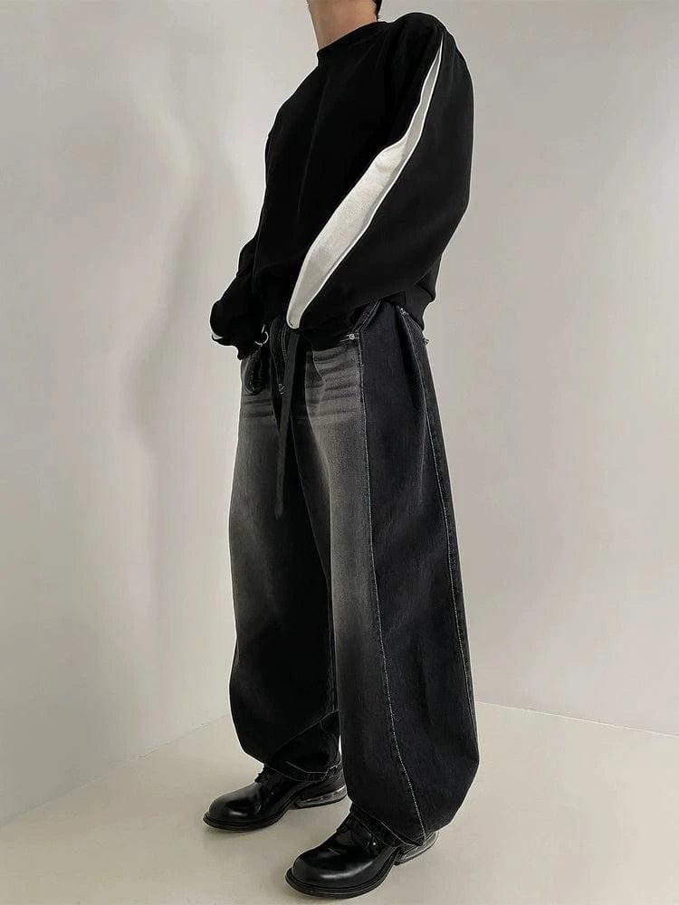 RT No. 19012 WASHED DENIM BAGGY STRAIGHT JEANS Product Image