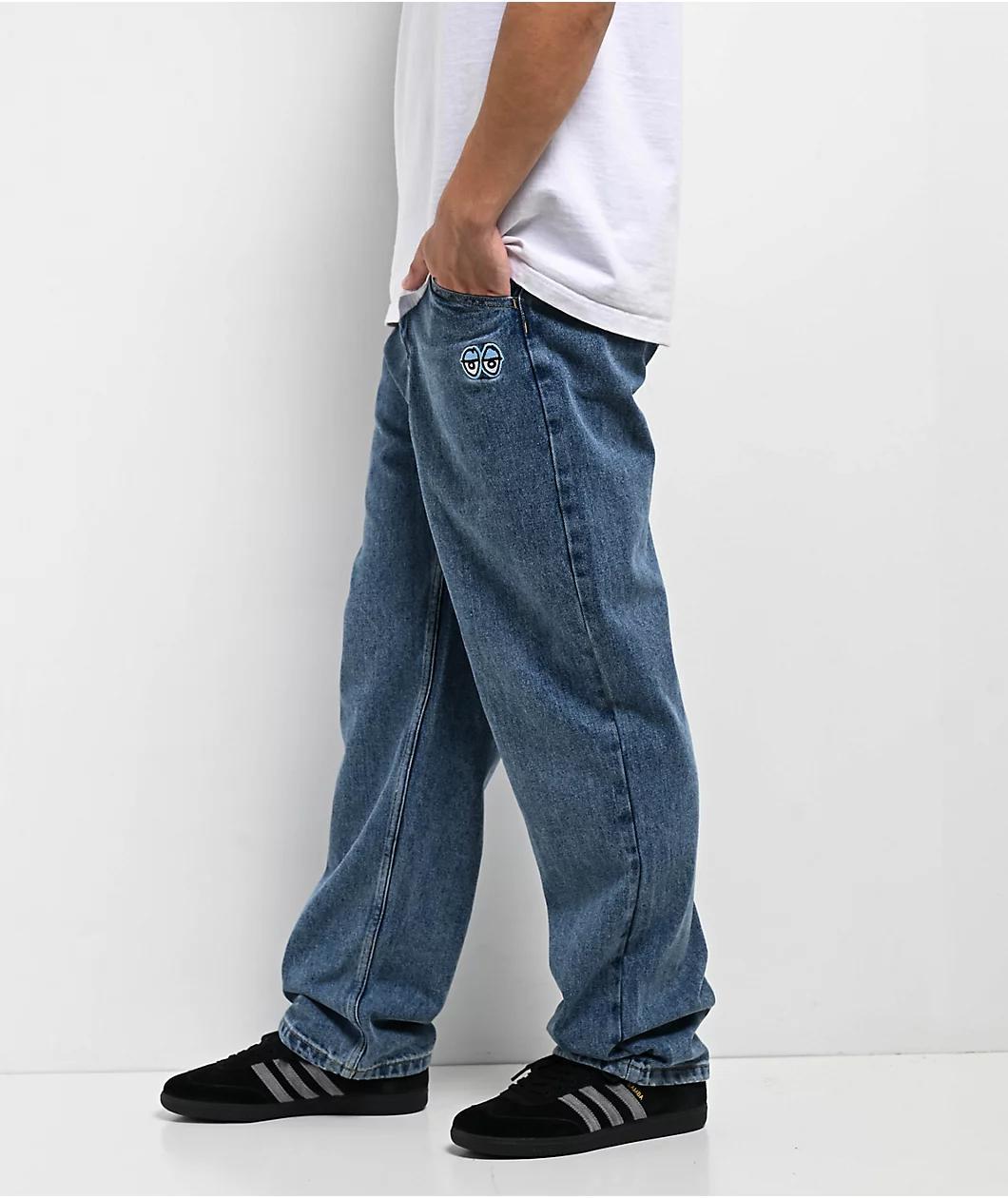 Krooked Eyes Blue Denim Jeans Product Image