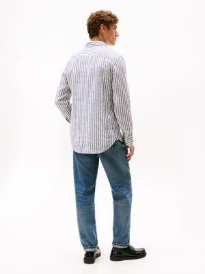 Regular Fit Striped Linen Shirt Product Image