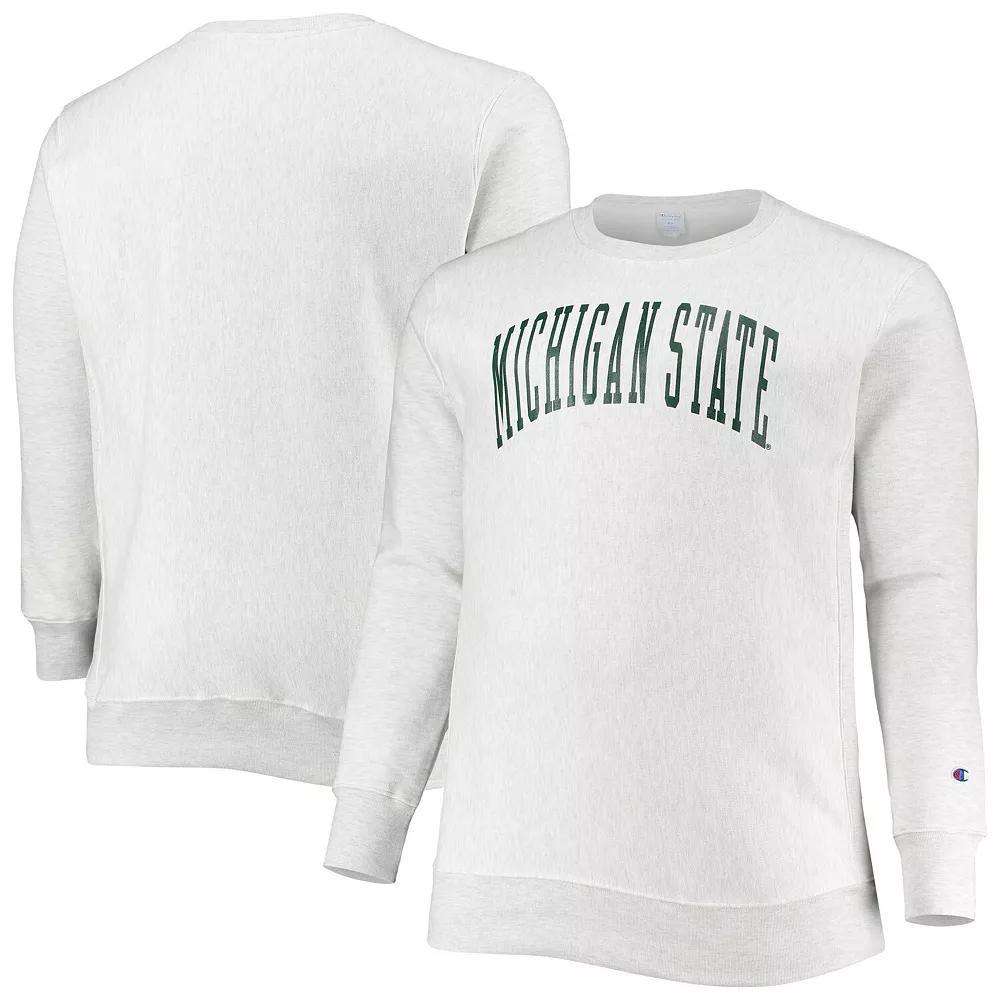 Men's Champion Ash Michigan State Spartans Big & Tall Reverse Weave Fleece Crewneck Pullover Sweatshirt, Size: 3XB, Black Product Image