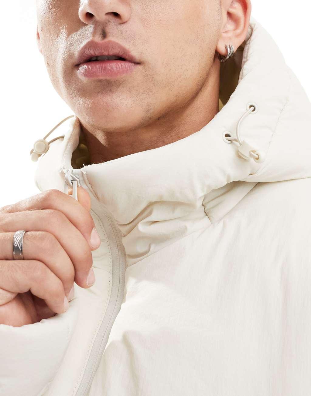Brave Soul padded jacket with hood in stone Product Image