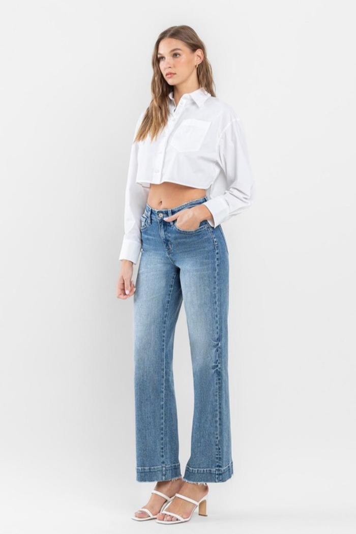 High Rise Trouser Hem Jeans Product Image