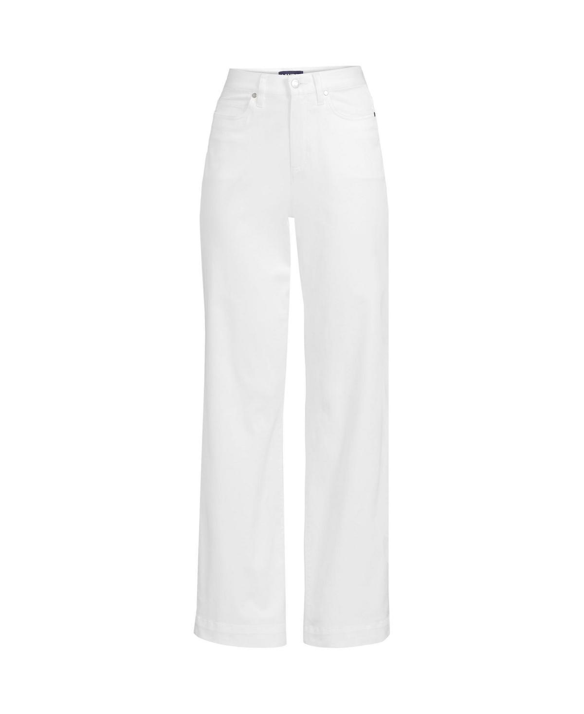 Women's Lands End High-Rise Wide Leg Chino Pants, Size: 14, White Product Image