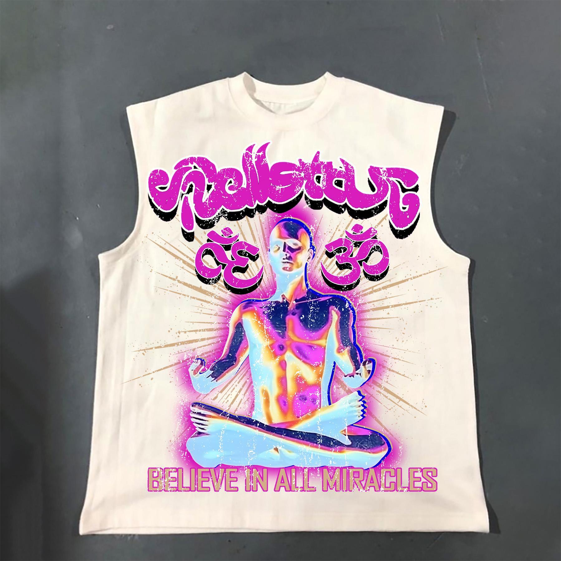 Casual Mummy Yoga Print Cotton Tank Top Product Image